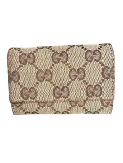 【極美品】GUCCI グッチ ミニ財布 コインケース GGキャンバス ベージュ