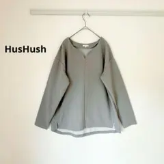 ◆ ハッシュアッシュHusHush Vネックトップス 無地 グレー L