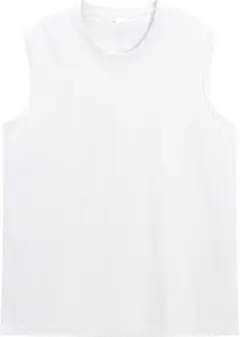 【新品・未使用】タンクトップ 3XL メンズ ワイドノースリーブ 無地 ホワイト