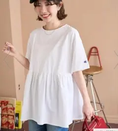 Champion チャンピオン ペプラム Tシャツ ホワイト　新品のサムネイル