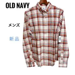 新品オールドネイビー チェックシャツ メンズ S スリムフィット綿100%長袖