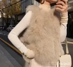【XL 】フェイクファー ベスト レディース ジレ 韓国 お出かけ かわいい