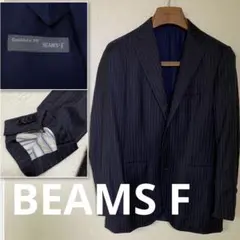 ⁠【本切羽】BEAMS F テーラードジャケット ウール ネイビー ストライプ⁠のサムネイル