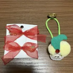 ヘアアクセサリー 2点セット リボンクリップ ヘアゴム ディズニー