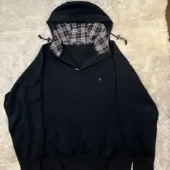 バーバリー　ノバチェック　パーカー　刺繍ロゴ　ブラック　Lサイズ