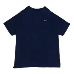 00s 90s NIKE ナイキ ワンポイントロゴ刺繍入りTシャツ ネイビー M