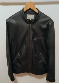 ユナイテッドアローズ・羊革シングルライダースジャケット・ブラックL 本革レザー