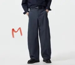 UNIQLO ユニクロ ジャージーバレルレッグパンツ 標準丈 ネイビーM