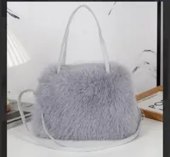 1172 ファーバッグ ミニバッグ グレー フェイクファー バッググレー