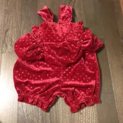 クリスマス　赤ロンパース サロペット サンタ　サンタコス　80