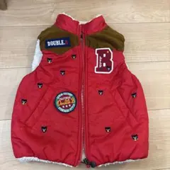 DOUBLE.B 赤 中綿ベスト クマ刺繍