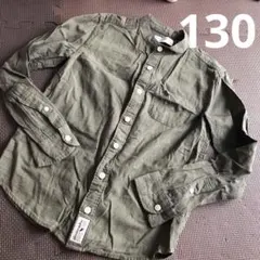 130.140 アバクロ　カーキ　ノーカラー  長袖シャツ