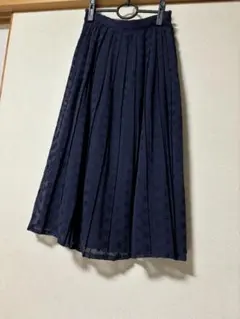 ローリーズファーム ネイビー 花柄刺繍 ロングスカート