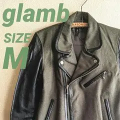 【美品】glamb/グラム　ラムレザーライダースジャケット　スタジャン　Mのサムネイル