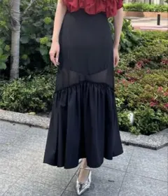 AND COUTURE シアー切替フレアスカート　ロングスカート　Sのサムネイル