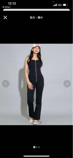 ANAP フロントジップレースアップサロペット