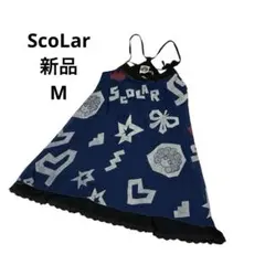 【新品】 スカラー　キャミワンピース　チュニック　ネイビー　レース　Mのサムネイル