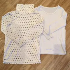 女の子　ヒートテック　ドット＆ハート柄、白　2枚セット　120