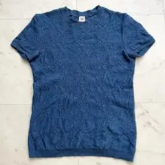 HERMES 近年タグ カシミヤシルク ジャガード織 半袖ニット 34