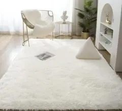 ホワイト 極細繊維 ラグ 滑り止め付き