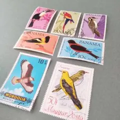 【使用済み】外国切手 パナマ鳥類切手 5種 ハンガリー鳥類切手 モンゴル鳥類切手