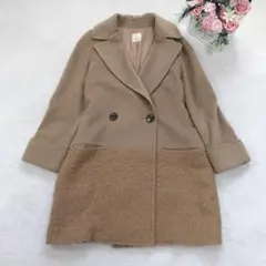 ノーリーズ ロングコート レディース アウター バイカラー 異素材 シンプル 茶