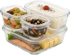 4個セット耐熱ガラス電子レンジ オーブン ガラスタッパー グラタン皿 食洗機対応のサムネイル