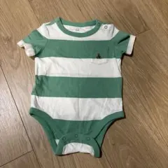 GAP 3-6ヶ月 緑と白ストライプロンパース