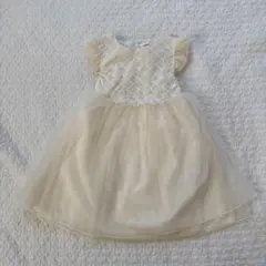 プティマイン　お花　フラワーレースチュールワンピース　90