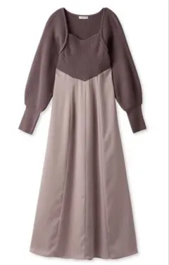 FRAY I.D スクエアーネックコンビワンピース スモーキーピンク