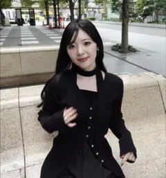 senee チョーカーリブニットカーディガン ブラック