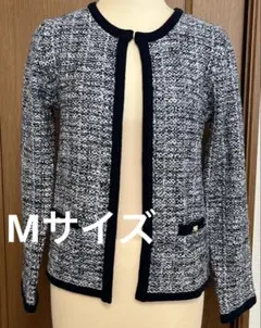 JILL MARIE ラメ入り　パールボタン　ツイードノーカラー　ジャケット