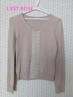 L'EST ROSE　セーター　ピンクアンゴラセーター　ピンクリボンセーターのサムネイル