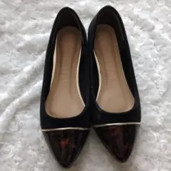 VIVIAN ポインテッドトゥパンプス 黒/トータス
