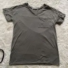 カーキ　Vネック Tシャツ Mサイズ　レディース　半袖　夏