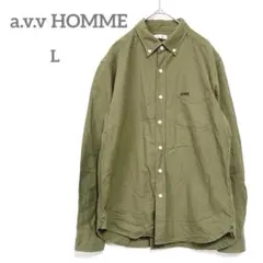 アー・ヴェ・ヴェ オム　カジュアルシャツ　L オリーブ　ネルシャツ　長袖　人気色