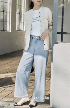 自由区　ウスカルデニム　ワイドパンツ✂️カット済のサムネイル