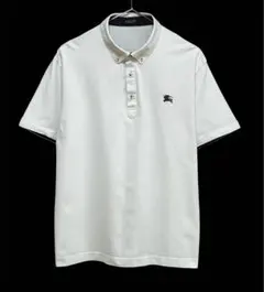 【美品】BURBERRY バーバリー　半袖ポロシャツ ボタンダウン　白