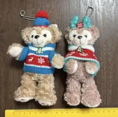 ディズニー　ダッフィー、シェリーメイぬいぐるみバッジ 2体セット クリスマス