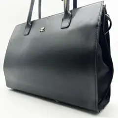 D894 良品 Courreges レザー トートバッグ A4 2層 黒 肩掛けのサムネイル