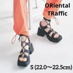 オリエンタルトラフィック レースアップサンダル 厚底 S 黒