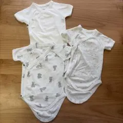 【PETIT BATEAU】 前開き半袖ボディ肌着3枚セット3m/60cm