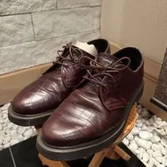 Dr.MARTENS UK7 3ホール クロコ型押し 赤茶 厚底 革靴のサムネイル
