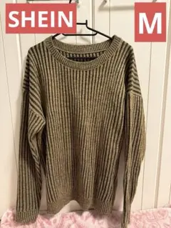 SHEIN ストライプ柄クルーネックカジュアル長袖 　ニット