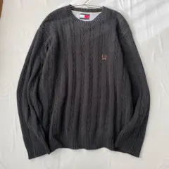 【トミーヒルフィガー】コットンセーター ニット ケーブル編み 綿100％ L