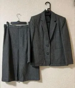 グレー ツイードウール混紡 スカートセットアップＬサイズ