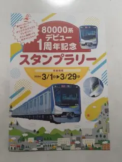 東武鉄道 80000系デビュー1周年記念スタンプラリー台紙(押印済)