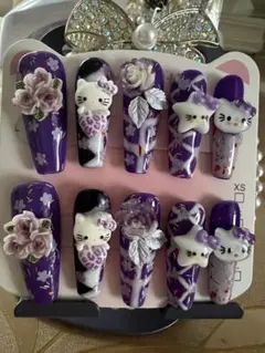 1点のみハローキティ 紫色 ネイルチップ Sサイズ