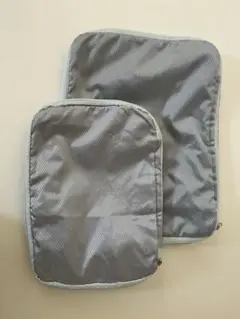 圧縮収納ポーチ トラベルポーチ M、Lサイズ 2点セット グレー