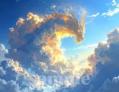 『龍神雲　白龍　守護龍　幸運成功』A4　グラフィックアート　インテリア　ポスター